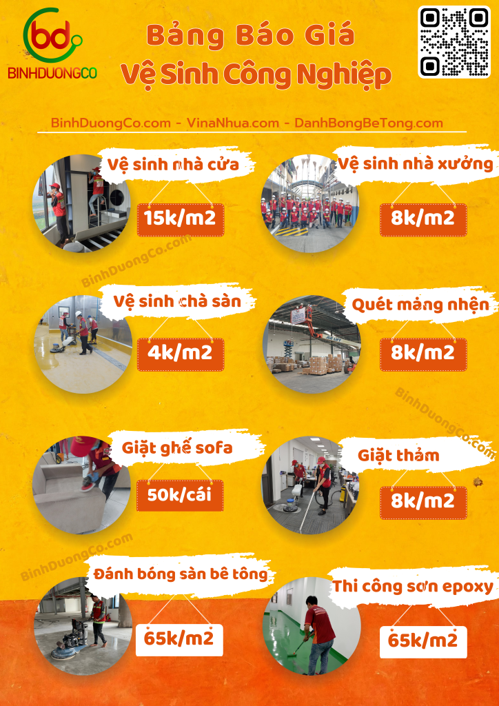 Bảng Báo Giá dịch Vụ Vệ Sinh Công Nghiệp Tại Bình Dương